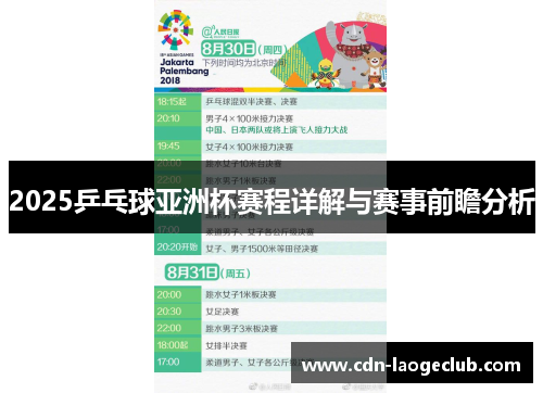 2025乒乓球亚洲杯赛程详解与赛事前瞻分析